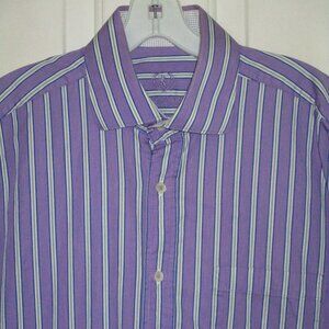 Bugatchi Mens L/S Purple Cotton Dress Shirt - Size 15.5/34 Classic Fit